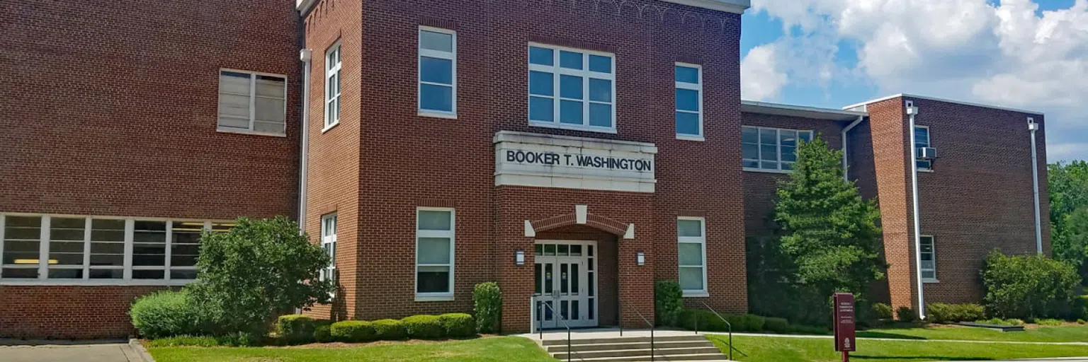 View of the front of the Booker T. Washington Building during the day