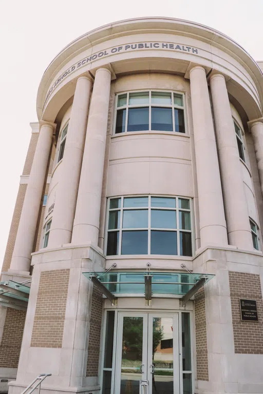 View of the front of the Public Health Research Center during the day