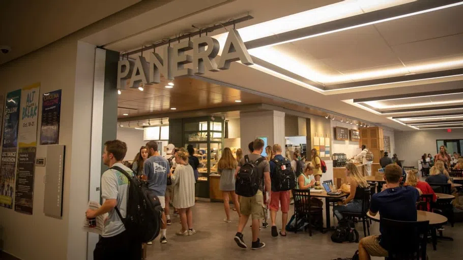 Students in line to order at Panera