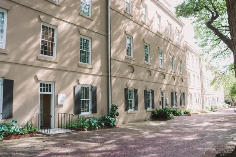 View of the front of Pinckney/Legare during the day