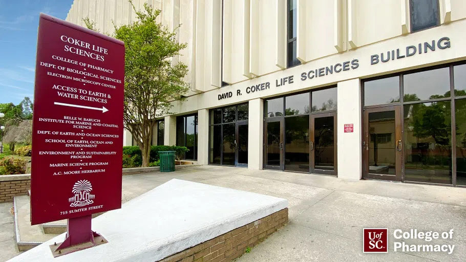 View of the front of Coker Life Sciences Building during the day.