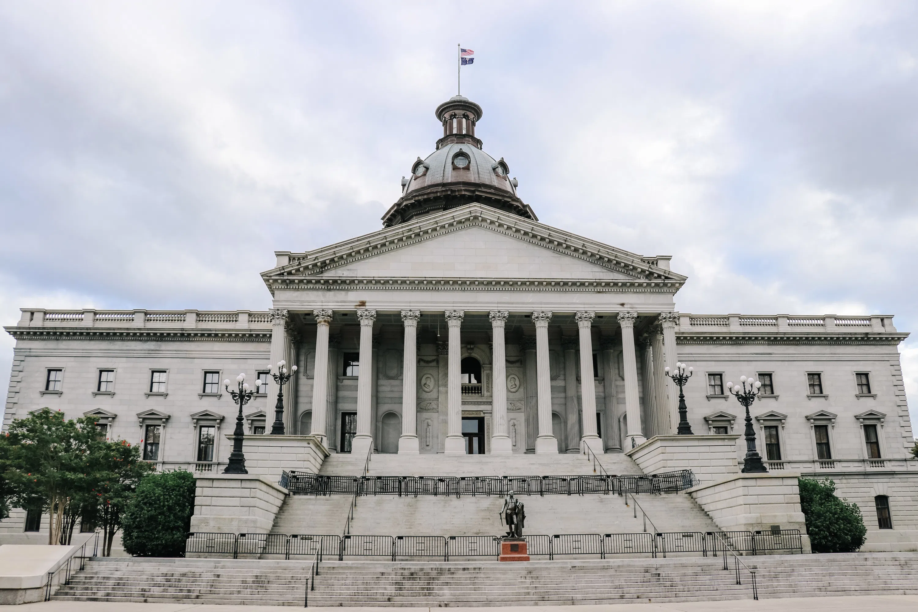 View of the front of the South Carolina State House during the day