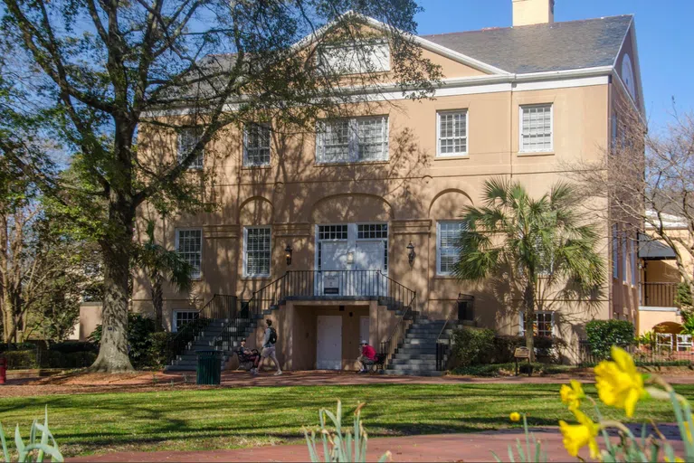 View of the front of McCutchen House during the day