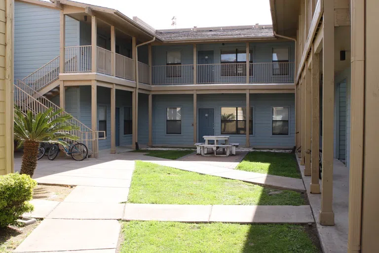 Village Apartments outdoor patio area.