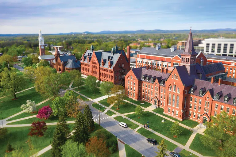 Aerial view of University Row historic buildings