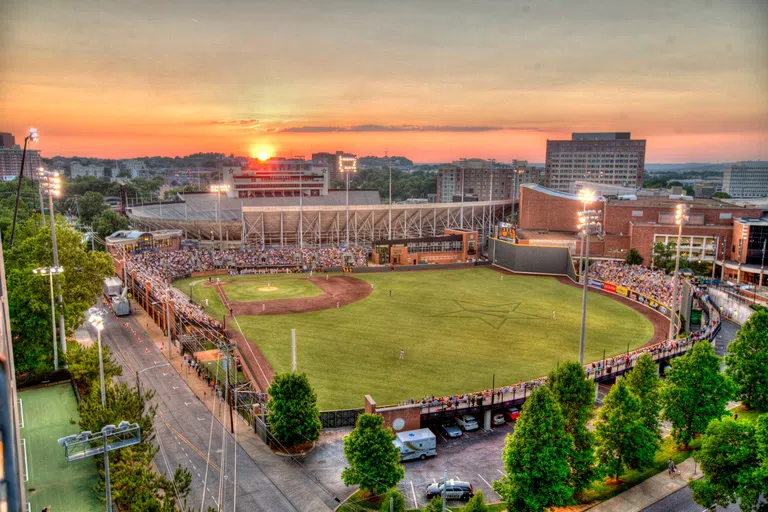 sunset over Hawkins field on Vanderbilt's campus