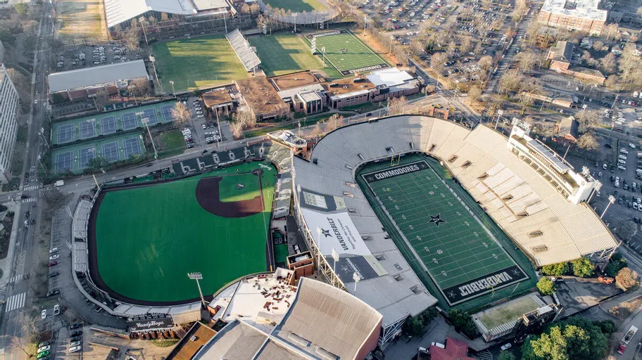 An aerial view of Vanderbilt's athletics fields