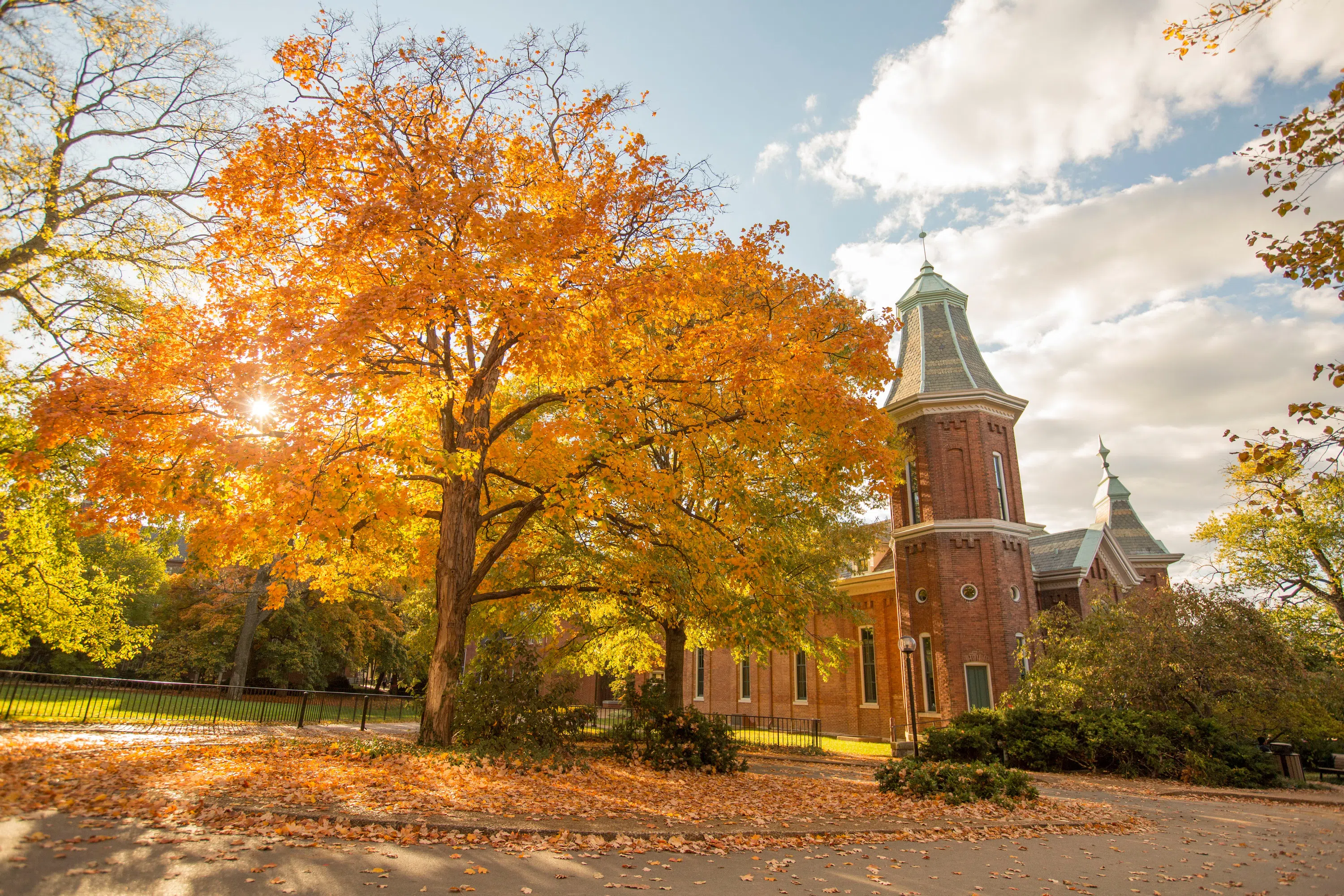 Vanderbilt Admissions and Financial Aid Building in the fall