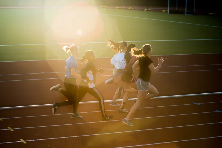 Track practice on the outdoor track