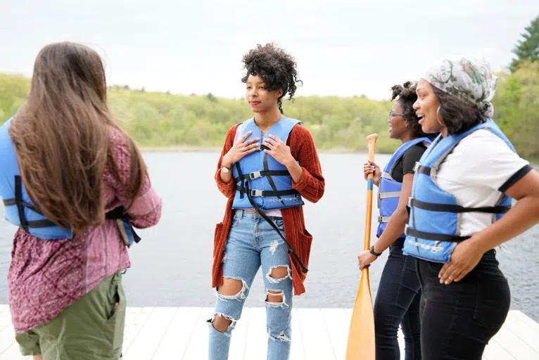 Wellesley students at Butler Boathouse