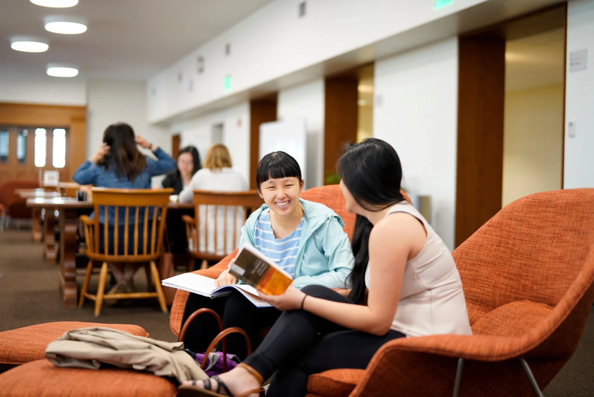 Wellesley students studying in Clapp Library