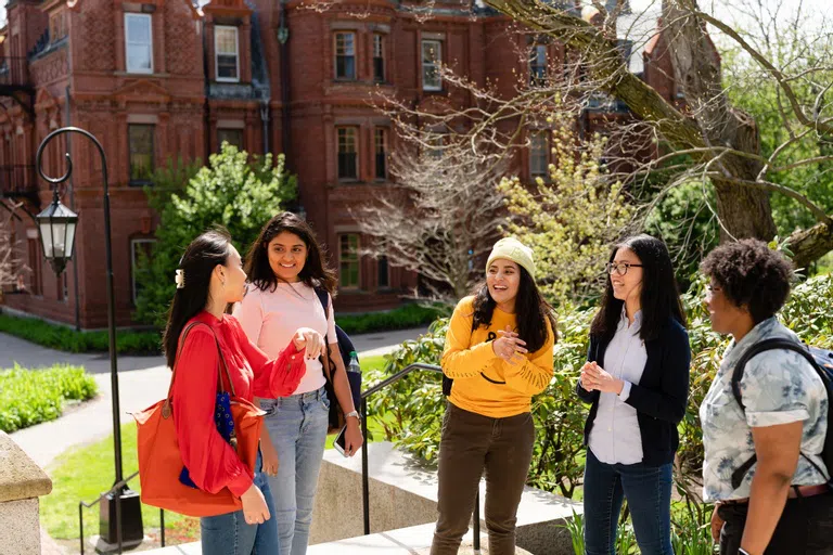 Wellesley students outside of Schneider