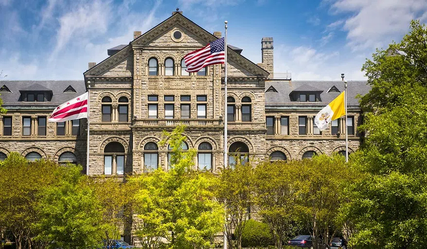 This is McMahon Hall and it holds a number of different academic servies; ranging from undergraduate advising to the Greek & Latin center. 