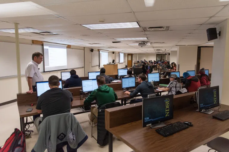 The NDSU Library is home to computer labs that students can take a class in or utilize for their own homework and studying purposes!