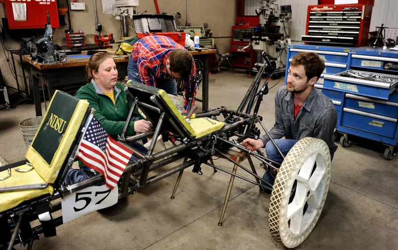 Students in the College of Engineering can gain hands-on experience (and earn a trophy or two) participating in one of many engineering-specific student organizations, like Bison Motorsports or Bison Robotics. 