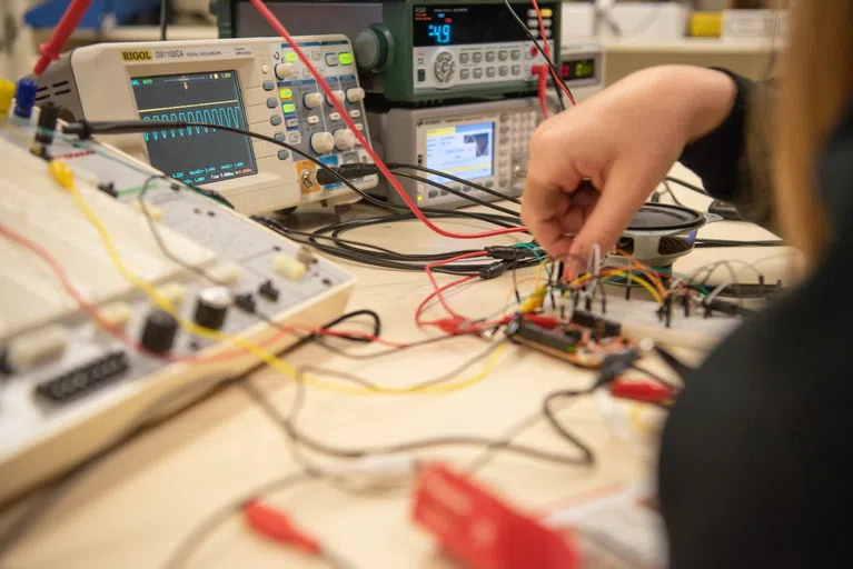 Students in electrical and computer engineering get to apply what they learn during lecture to hands-on experiences like creating their own circuit boards and projects!