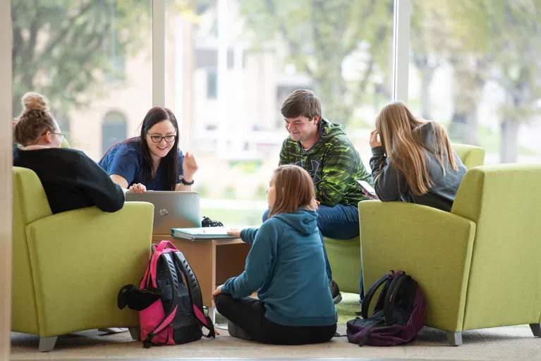 With it's large windows and comfy chairs, the A. Glenn Hill Center is a favorite place to study and work on group assignments.