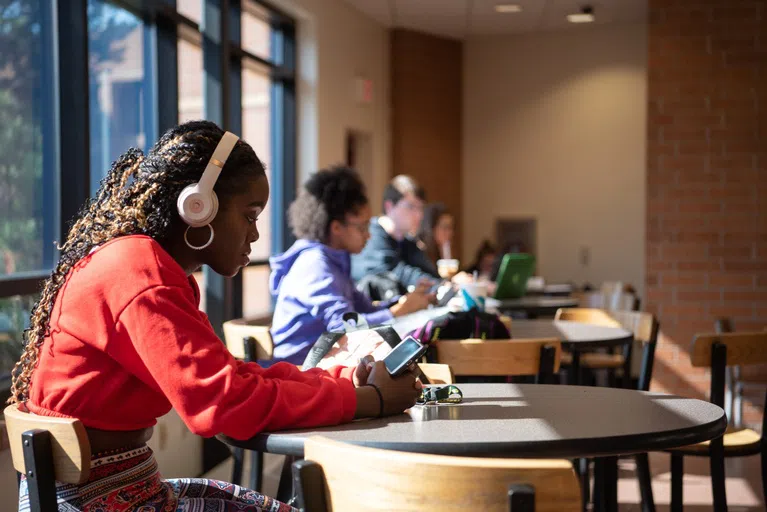 Take a seat at one of the tables right in front of the Minard Coffee Shop to relax and study!